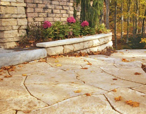 Flag stone patio retaining walls